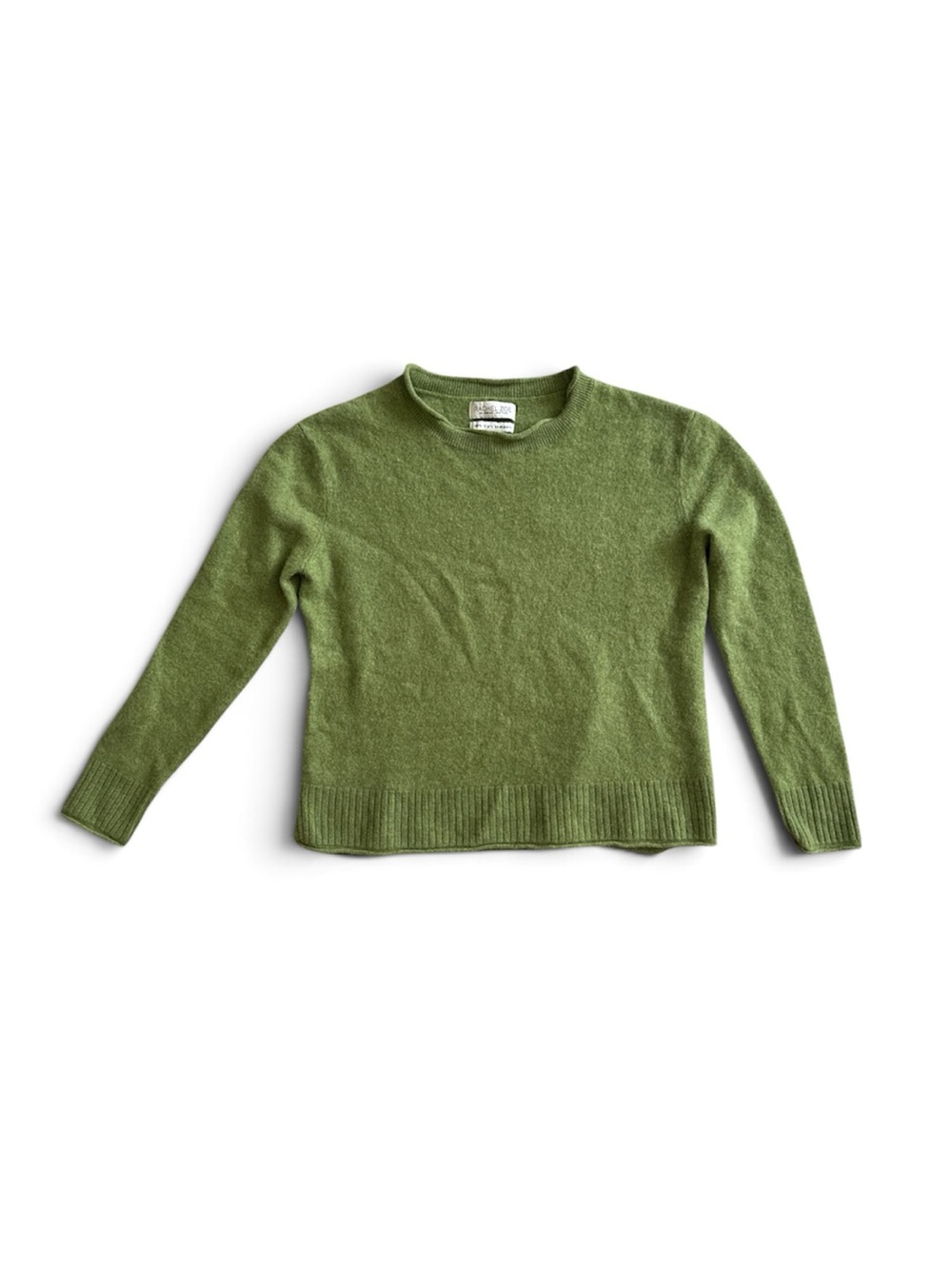 100% Cashmere Vintage-Style Olive Green Cropped Sweater
